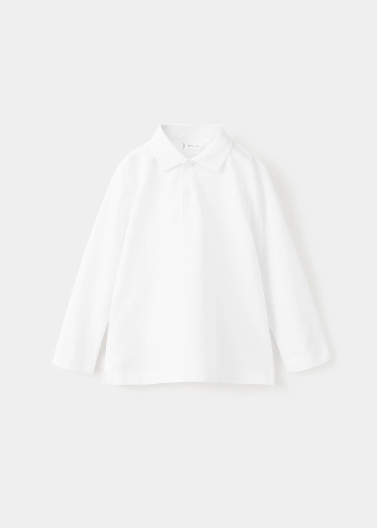 Long sleeves cotton polo — White