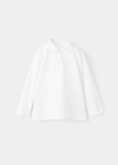 Long sleeves cotton polo — White 2