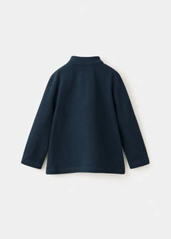 Long sleeves cotton polo — Navy 3