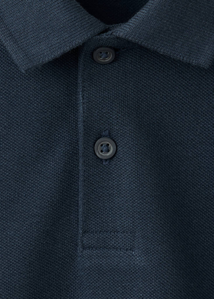 Long sleeves cotton polo — Navy