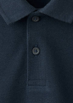 Long sleeves cotton polo — Navy 2