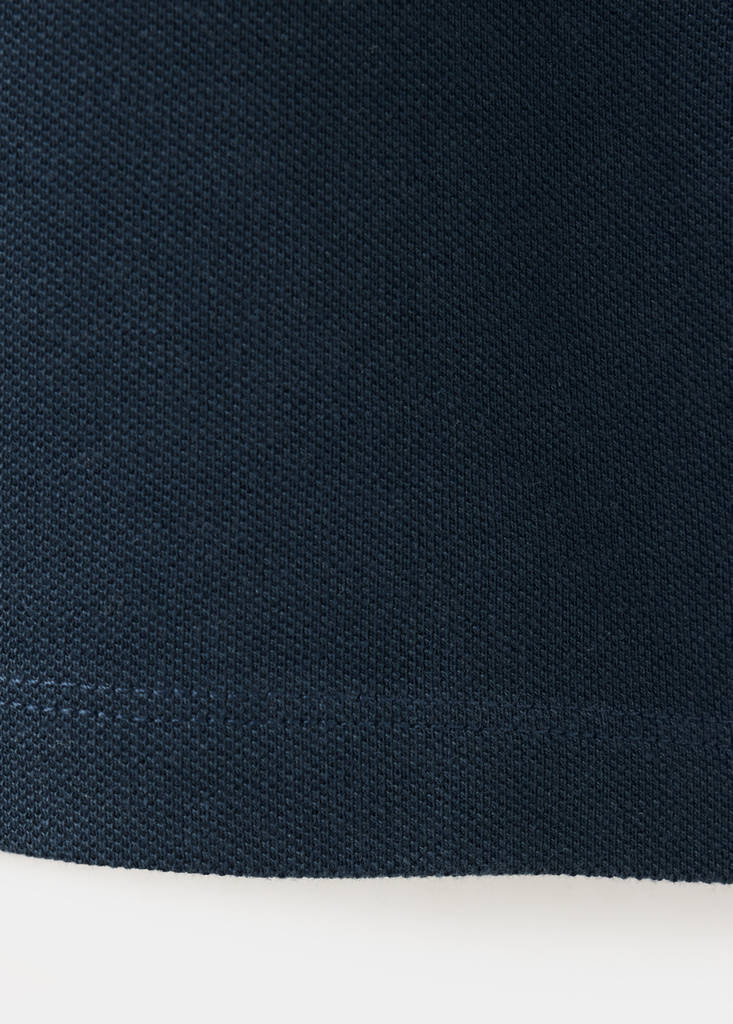 Long sleeves cotton polo — Navy