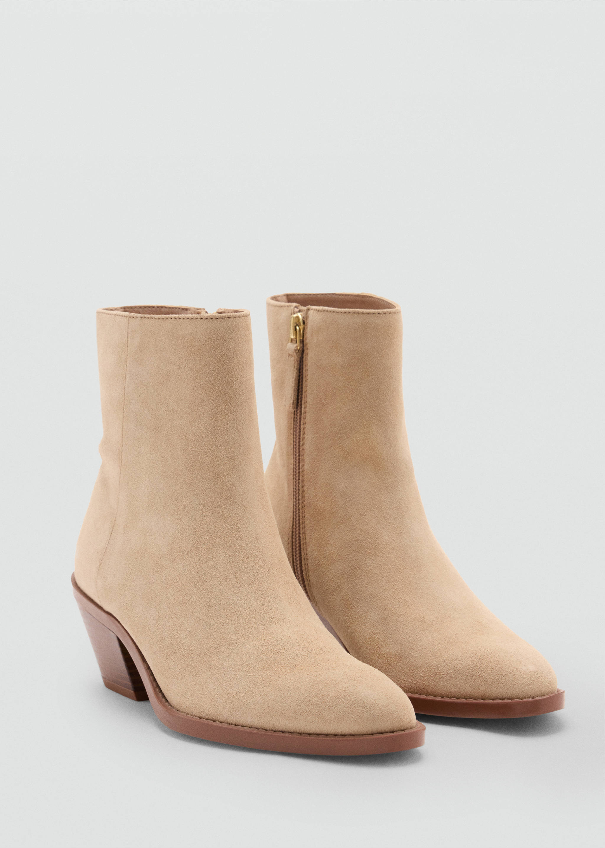 Heel suede ankle boot - Medium plane, Sand. Ref: 37044776-00.