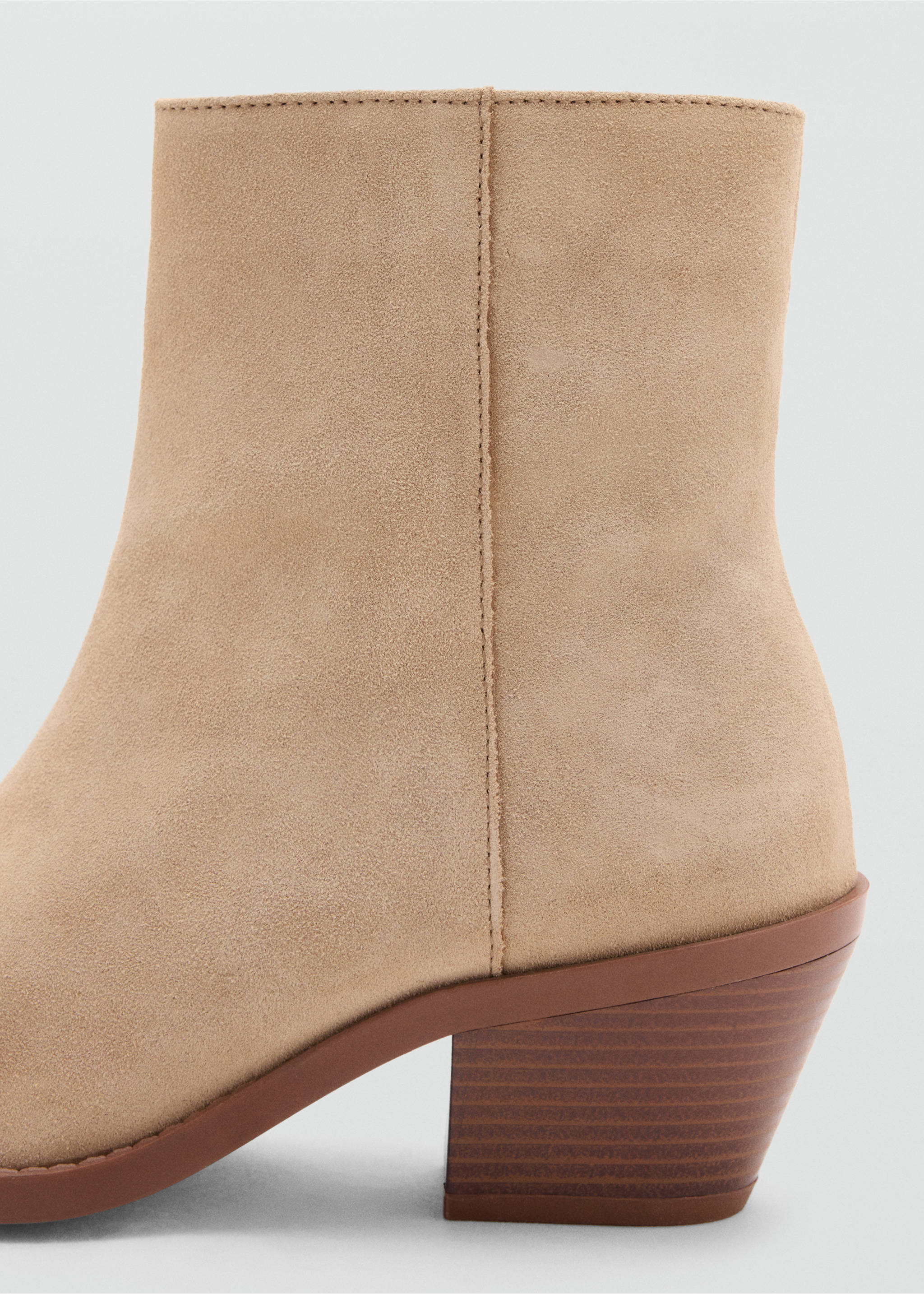 Heel suede ankle boot - Details of the article 1, Sand. Ref: 37044776-00.