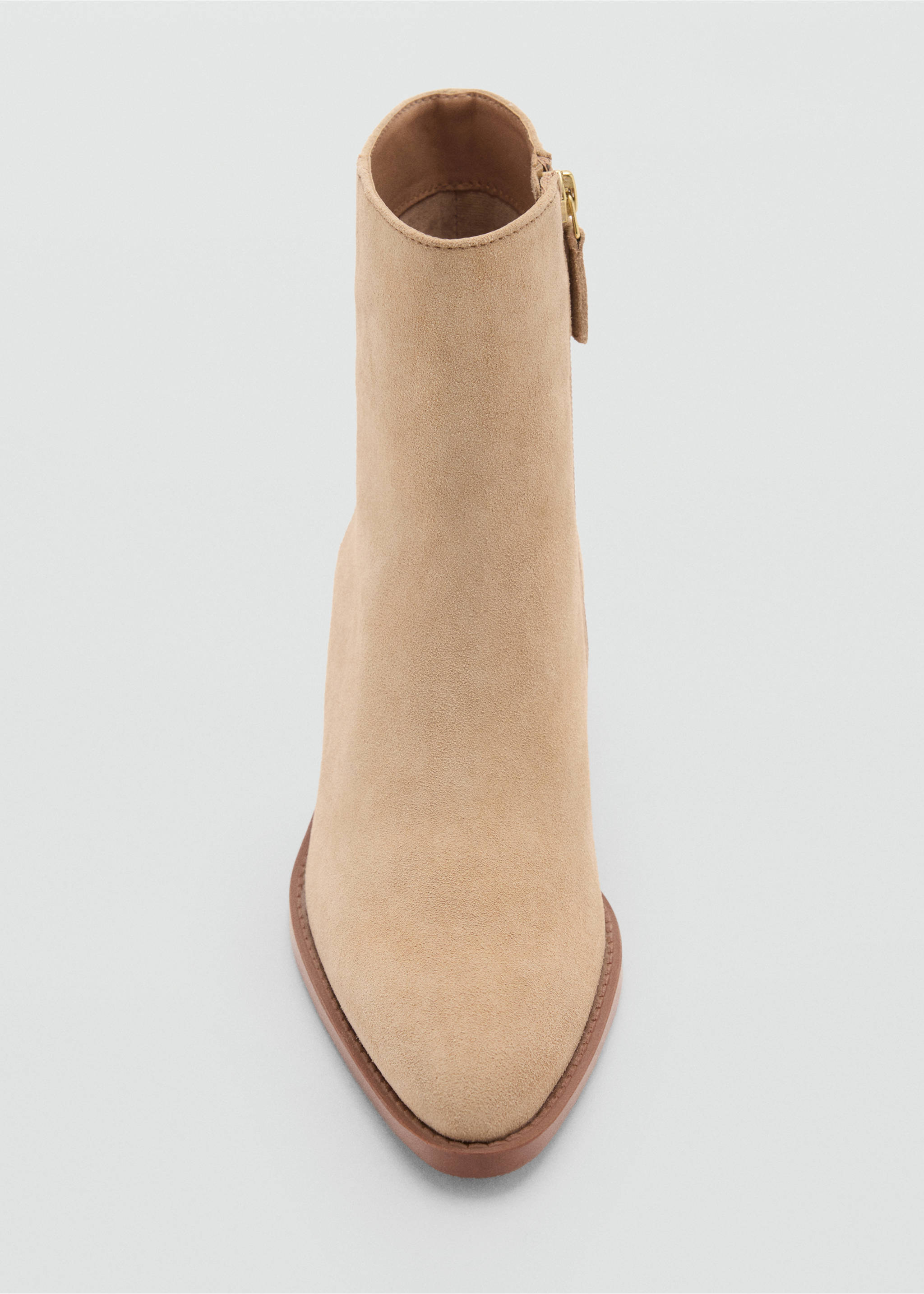 Heel suede ankle boot - Details of the article 2, Sand. Ref: 37044776-00.