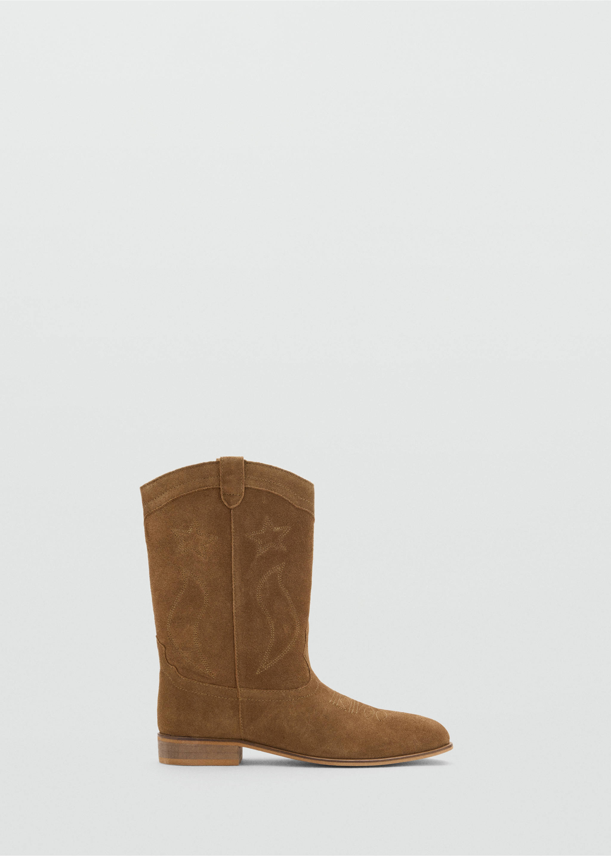 Cowboy-Stiefel aus Leder mit Stickereien - Artikel ohne Model, Mittelbraun. Ref: 37044777-00.