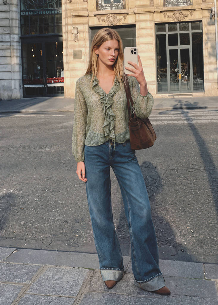 Ruffles printed blouse — Green
