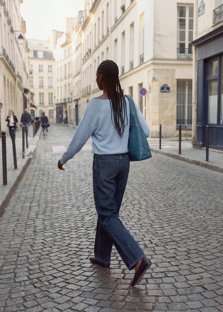 Knitted jumper with shoulder detail — Sky Blue