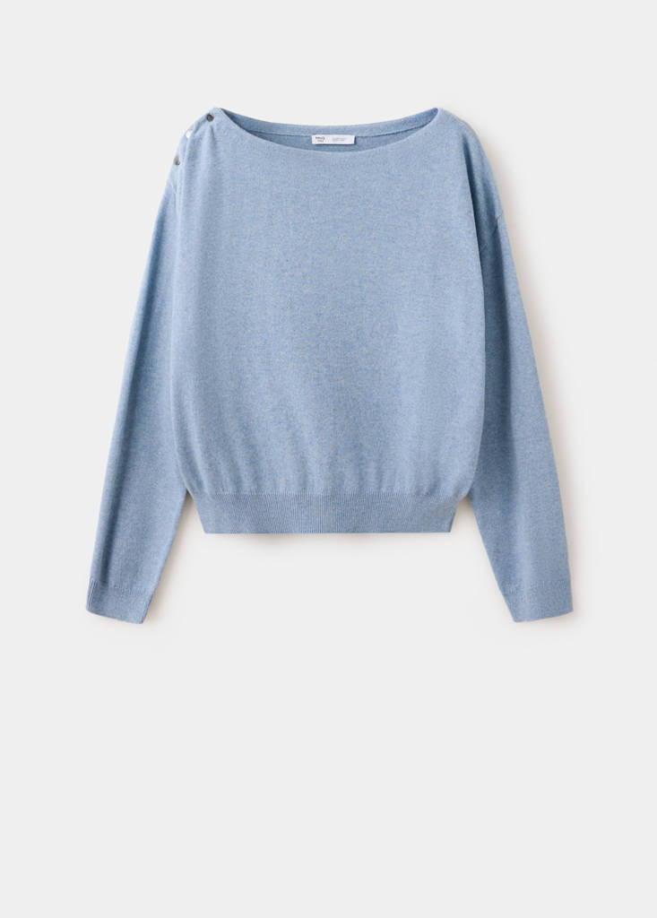 Knitted jumper with shoulder detail — Sky Blue