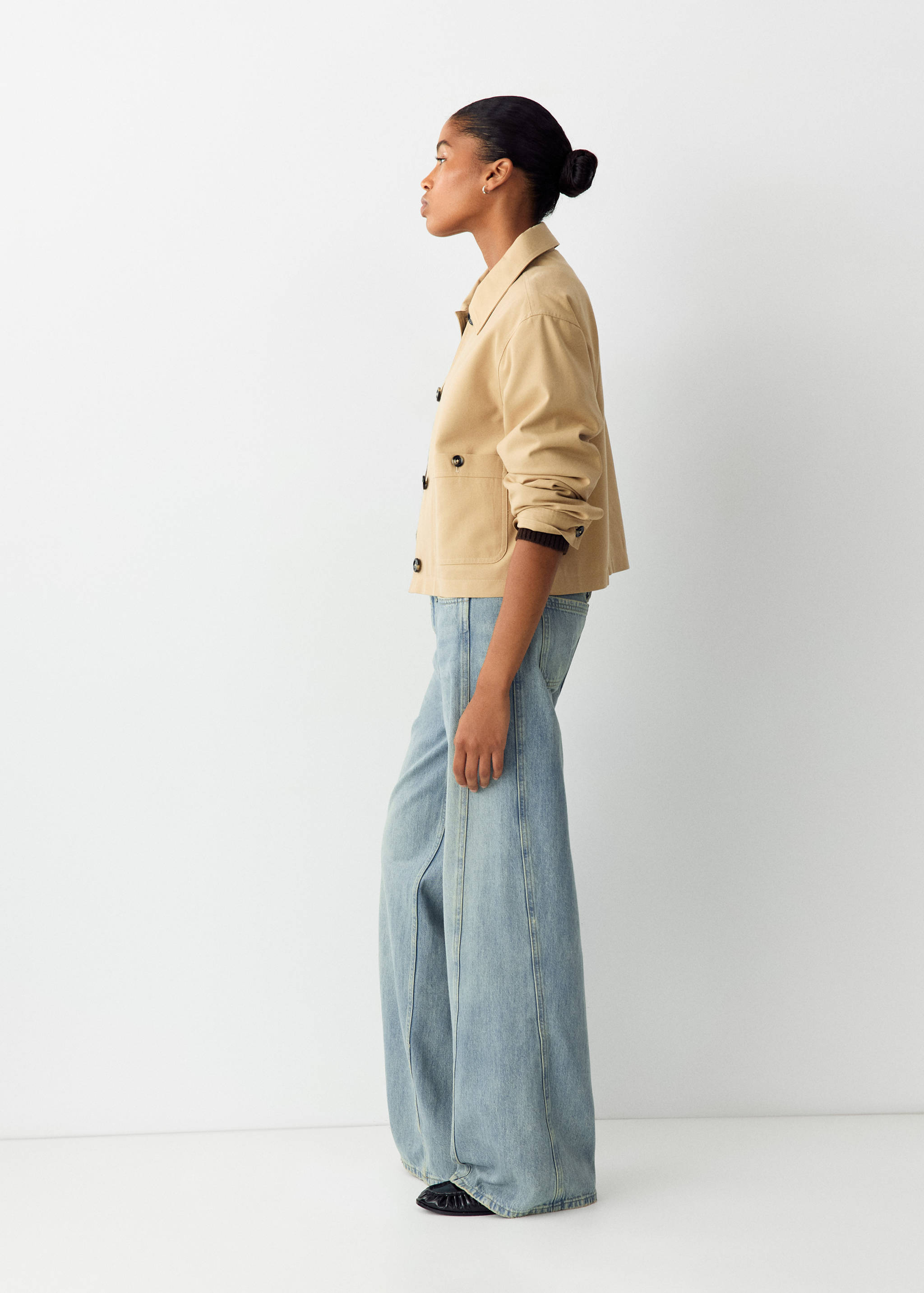 Wide-leg jeans with decorative stitching - Medium plane