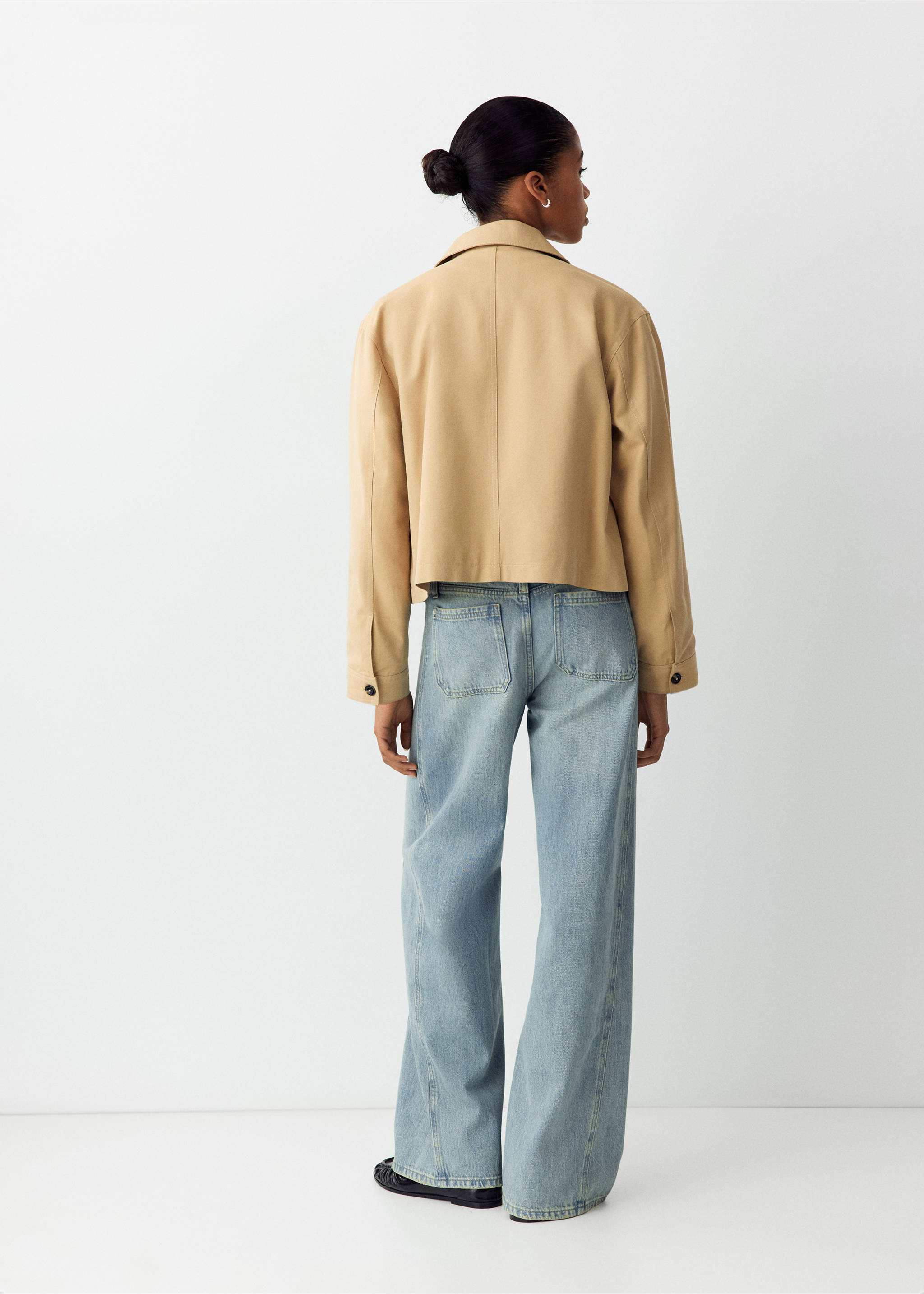 Wide-leg jeans with decorative stitching - Reverse of the article, Light Vintage Blue. Ref: 37044785-00.