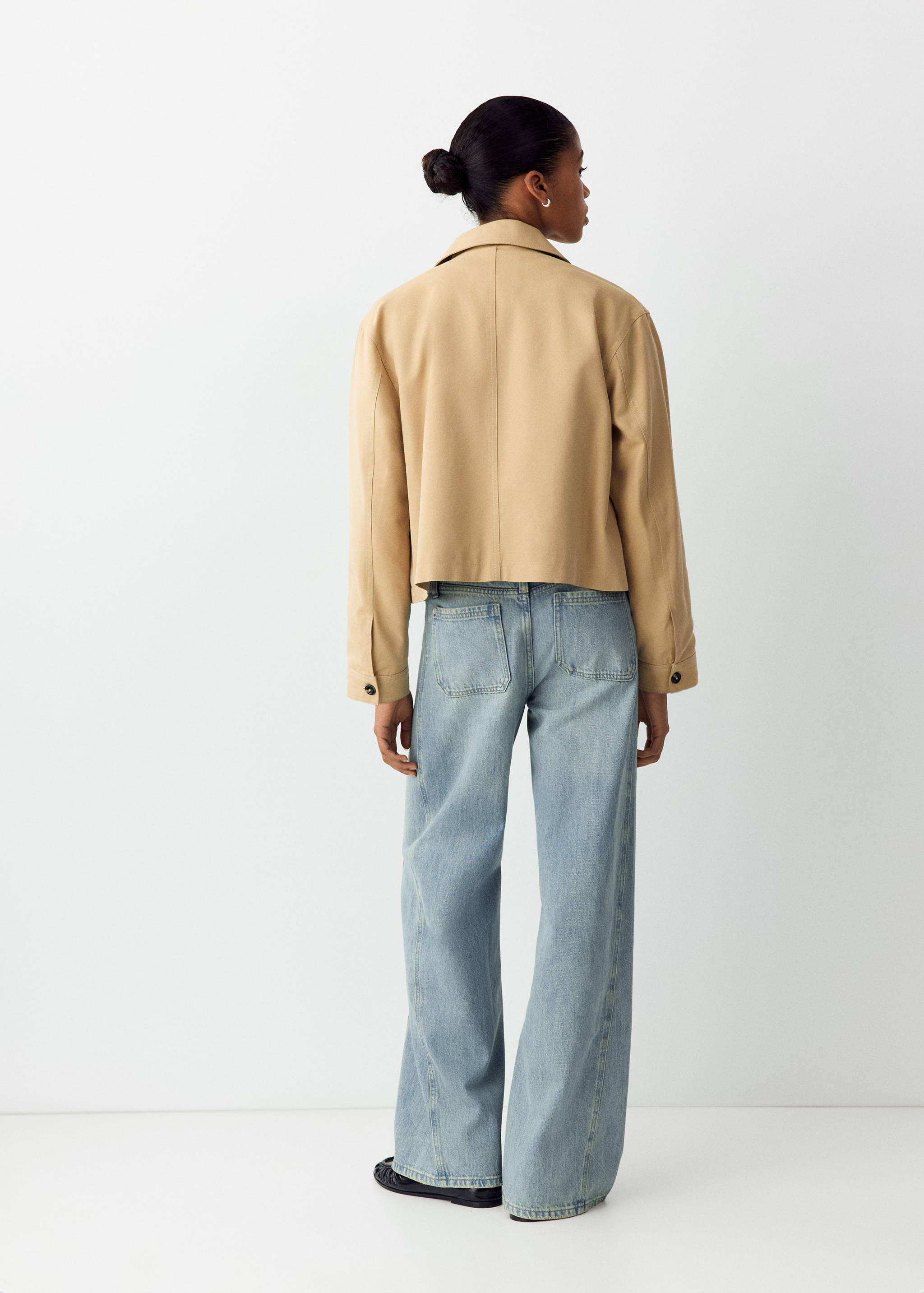 Wide-leg jeans with decorative stitching - Reverse of the article