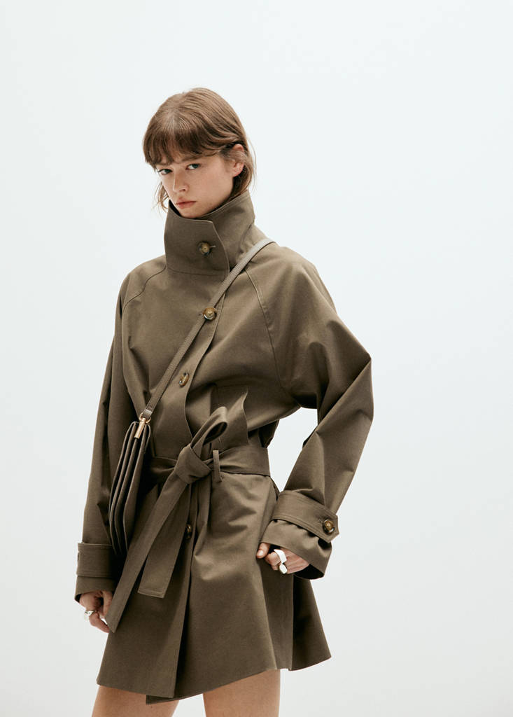 Midi trench coat with belt — Khaki