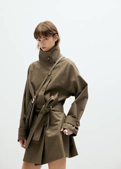Midi trench coat with belt — Khaki 1
