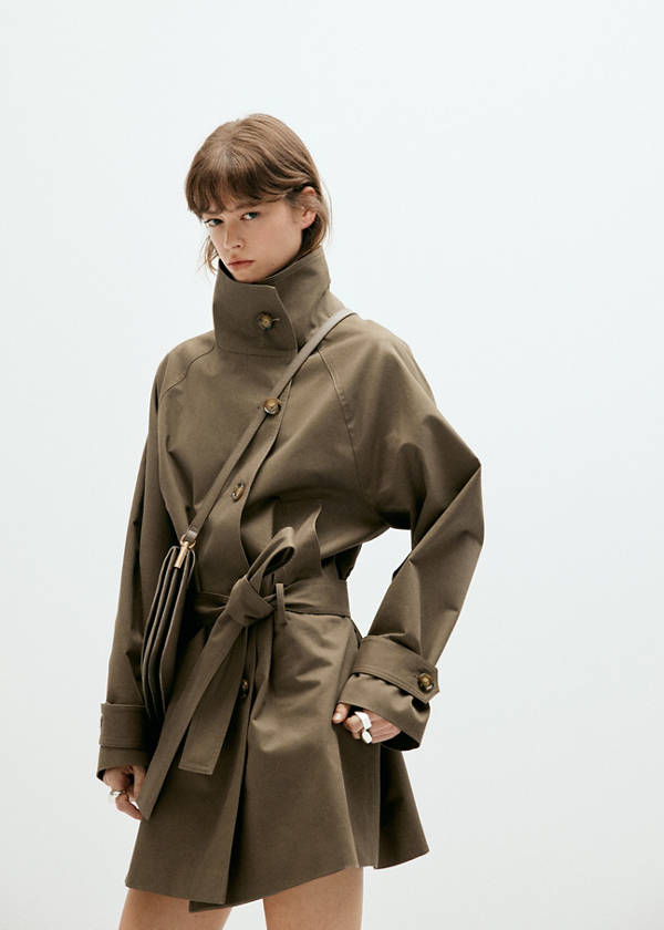 Midi trench coat with belt — Khaki