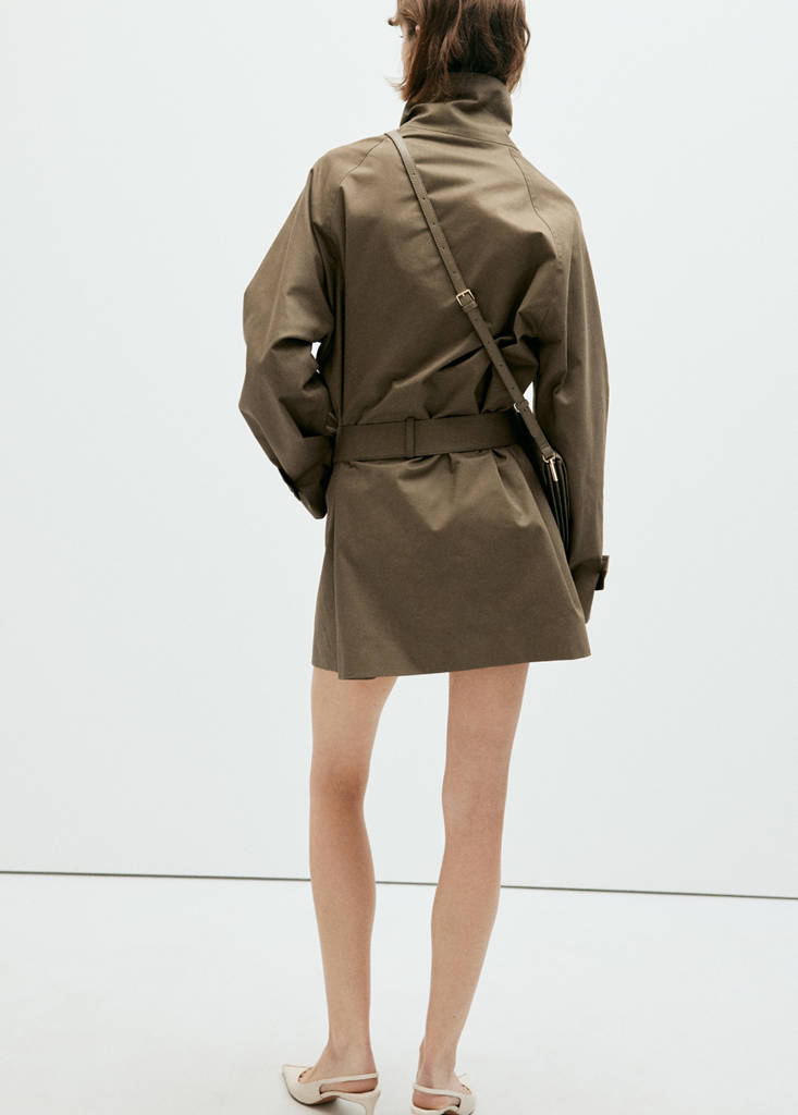 Midi trench coat with belt — Khaki