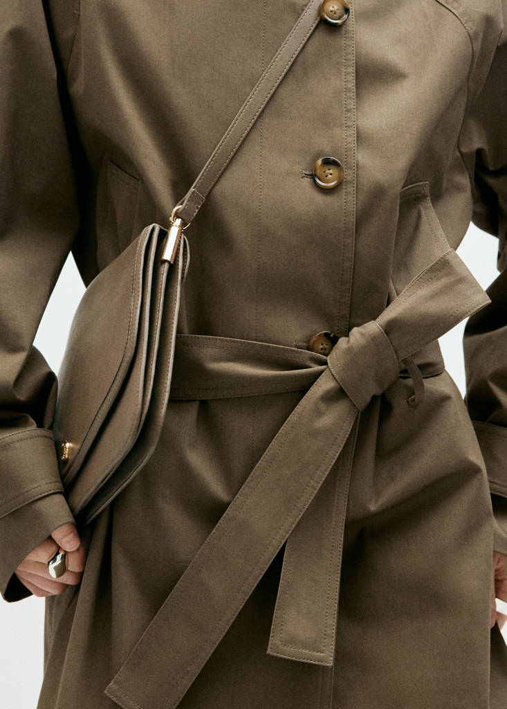 Midi trench coat with belt — Khaki