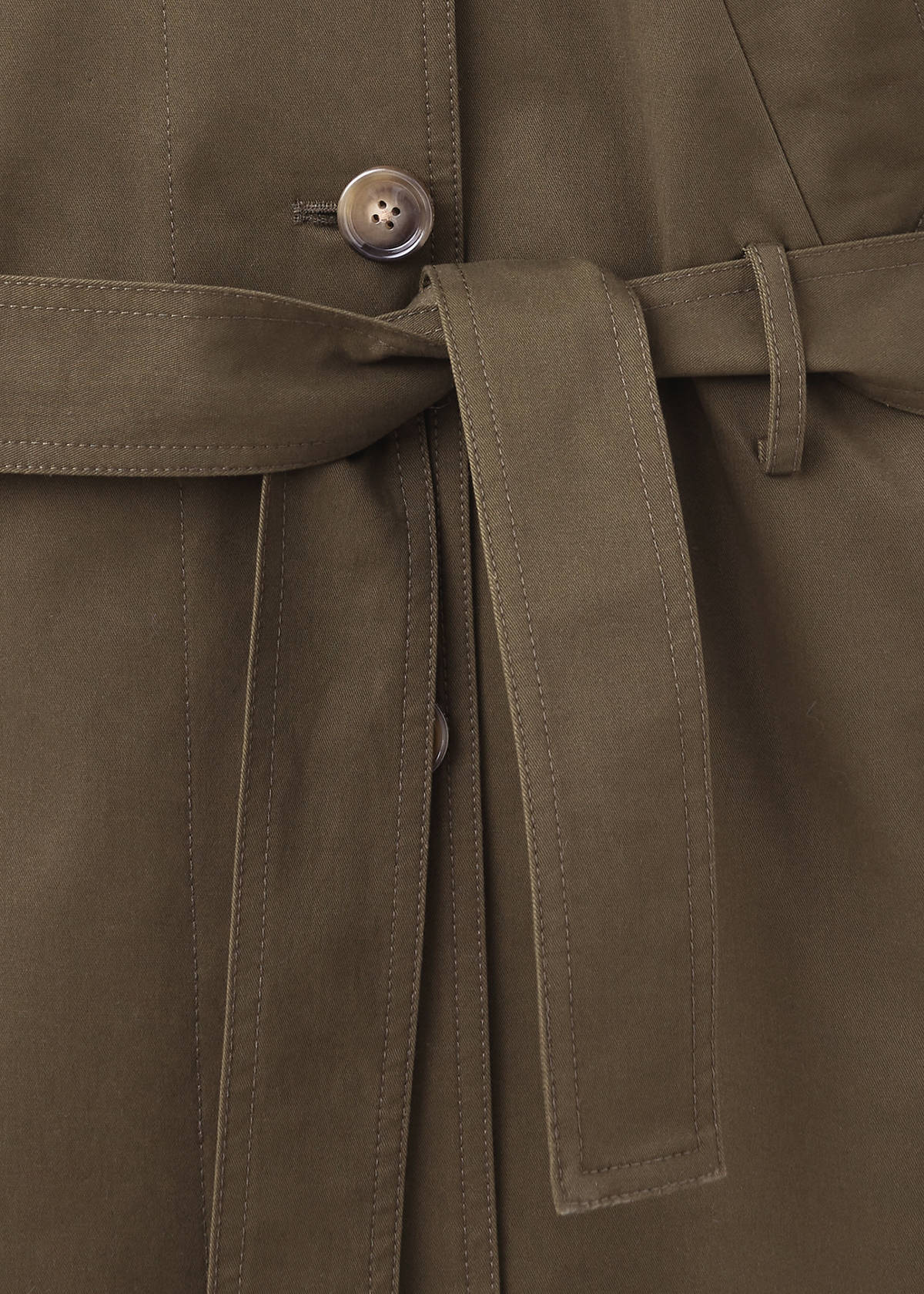 Midi trench coat with belt — Khaki
