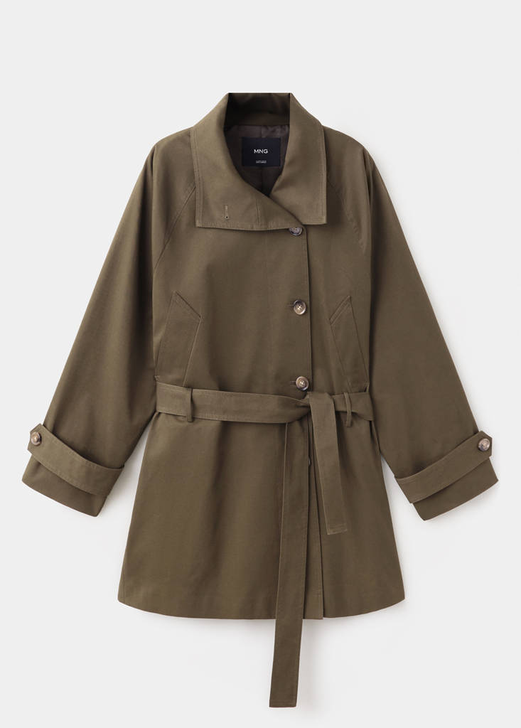Midi trench coat with belt — Khaki
