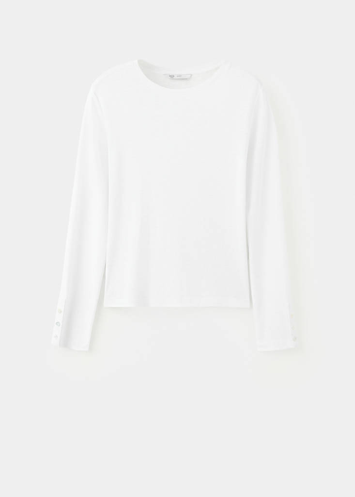 Long-sleeved T-shirt with decorative buttons — Off White