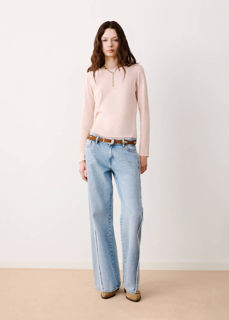 Long-sleeved T-shirt with decorative buttons — Sand