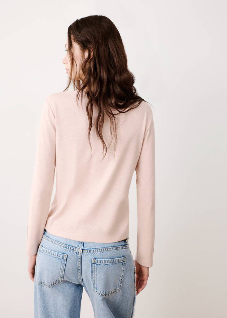 Long-sleeved T-shirt with decorative buttons — Sand