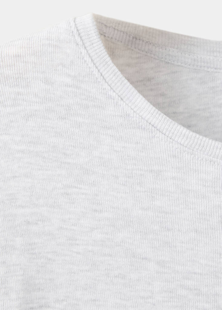 Long-sleeved T-shirt with decorative buttons — Light Heather Grey