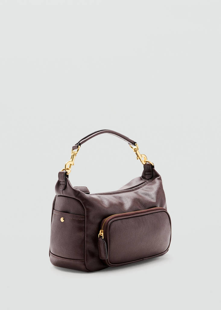 Shoulder bag with pocket — Burgundy