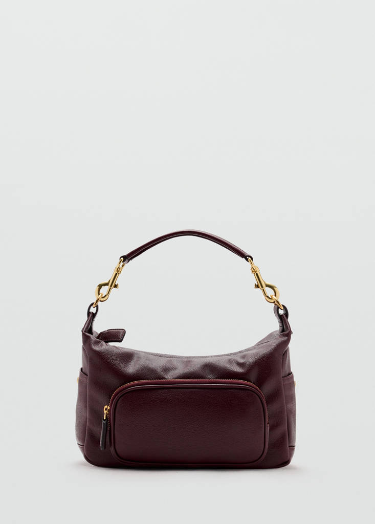 Shoulder bag with pocket — Burgundy