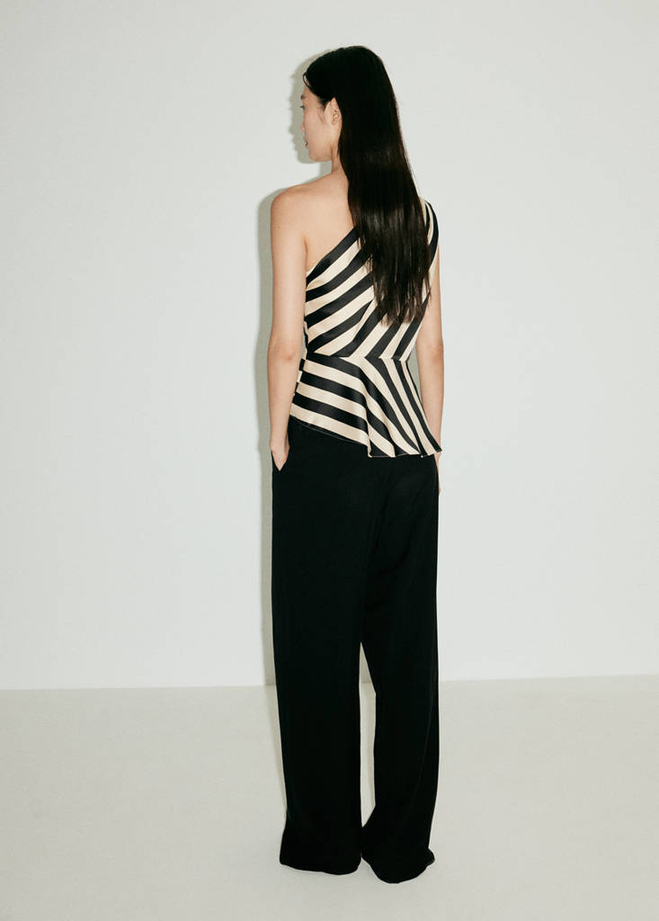 Striped asymmetrical top — Ecru