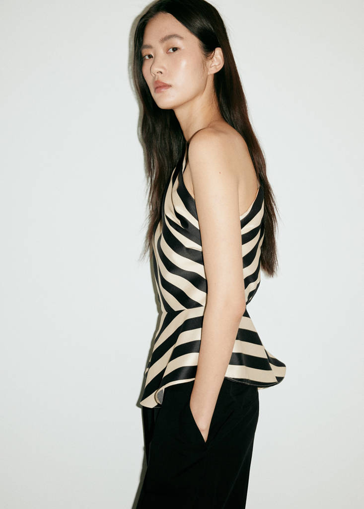 Striped asymmetrical top — Ecru
