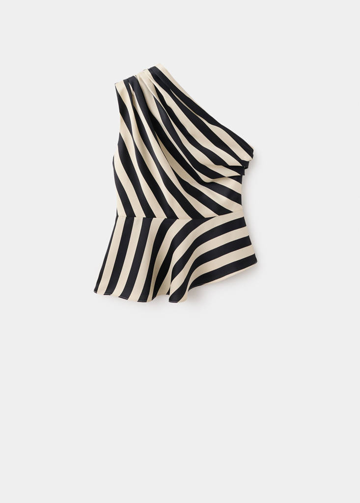 Striped asymmetrical top — Ecru
