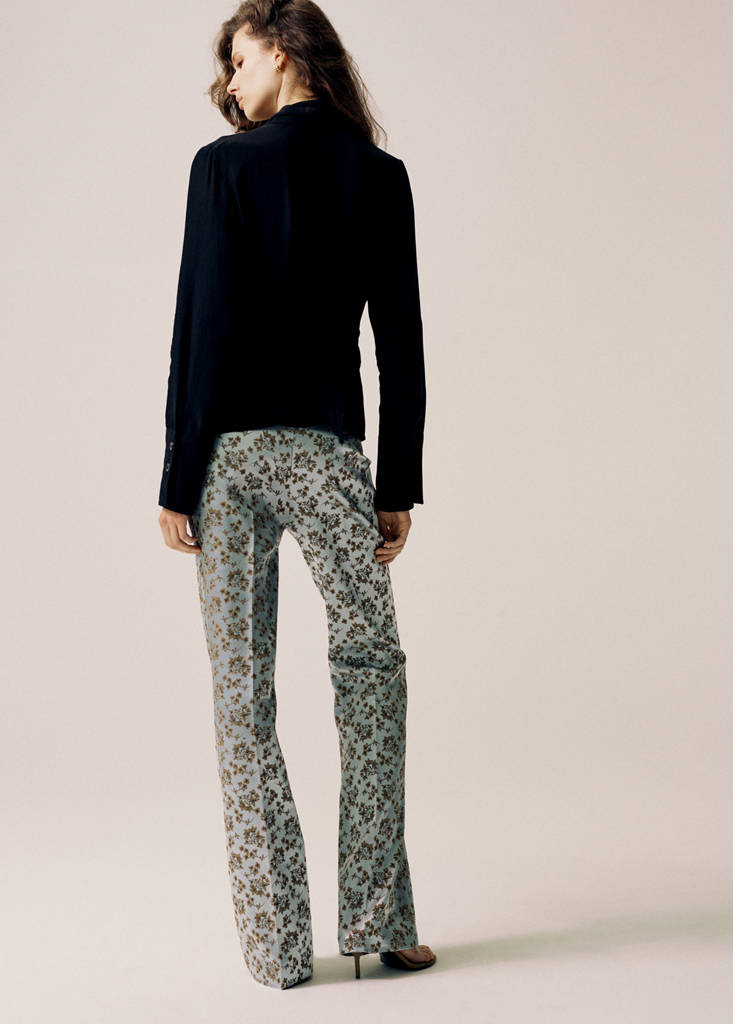 Satin jacquard trousers — Sky Blue