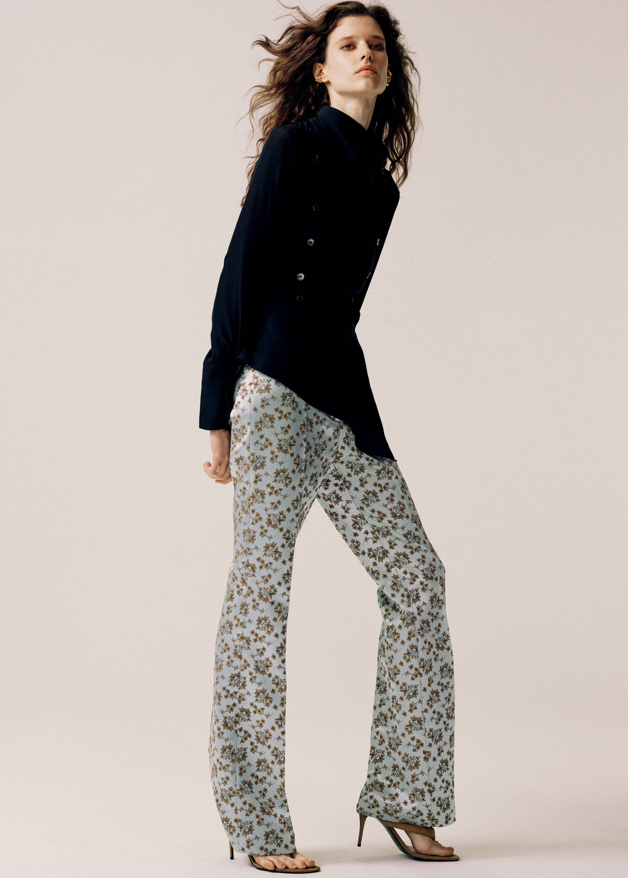 Satin jacquard trousers - Details of the article 1