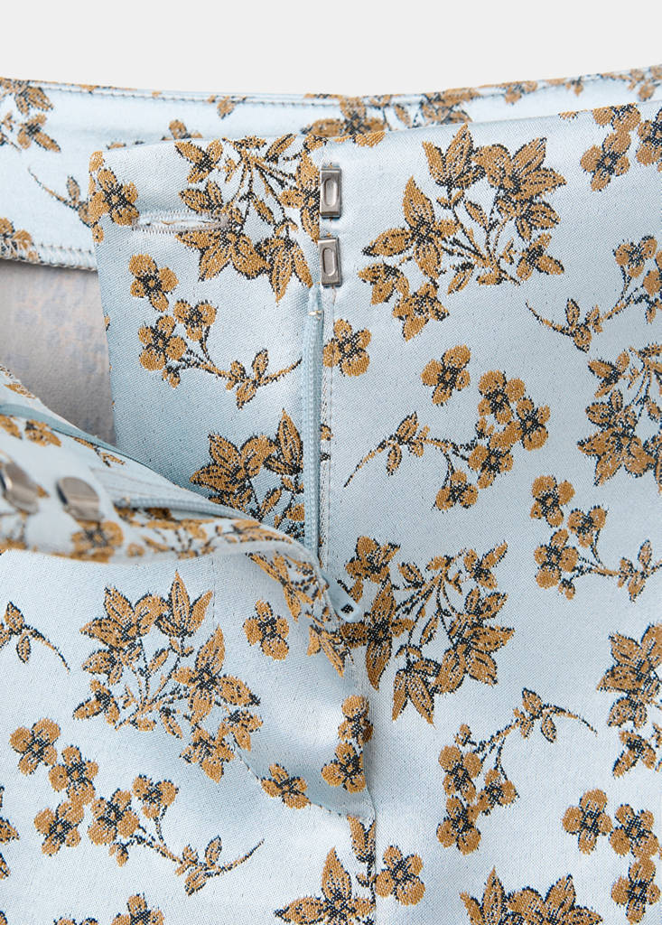 Satin jacquard trousers — Sky Blue