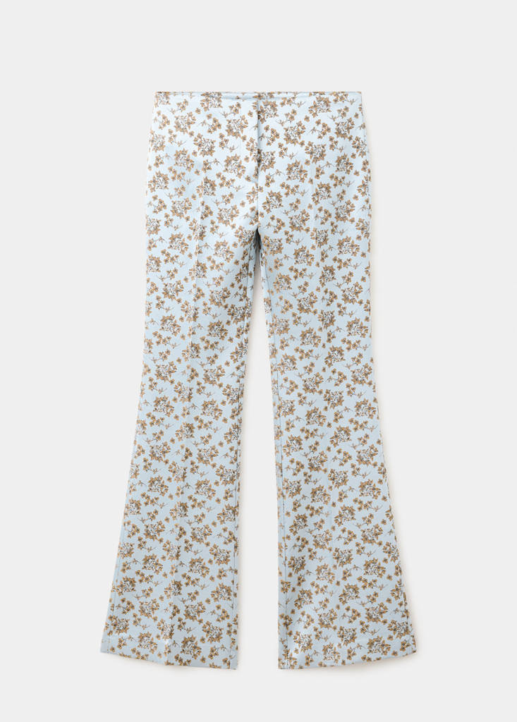 Satin jacquard trousers — Sky Blue