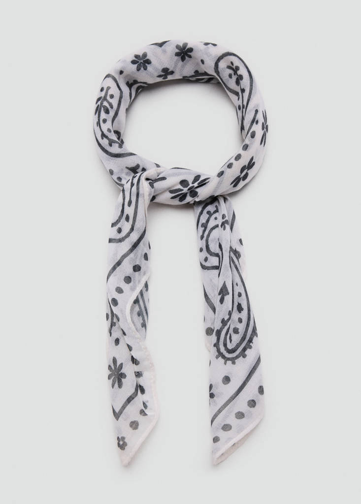 Printed chiffon scarf — Off White