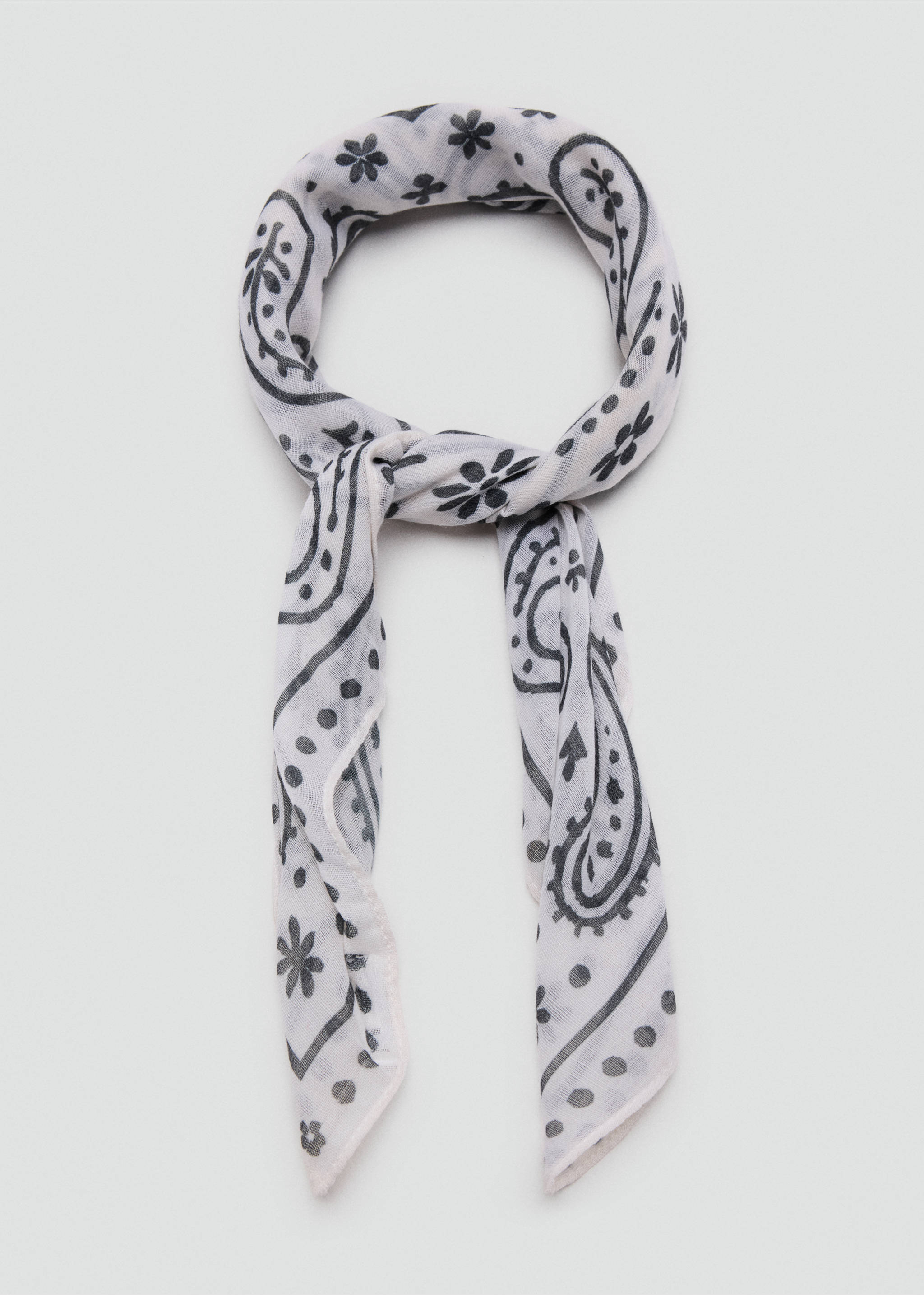 Printed chiffon scarf - Details of the article 1, Off White. Ref: 37044802-00.
