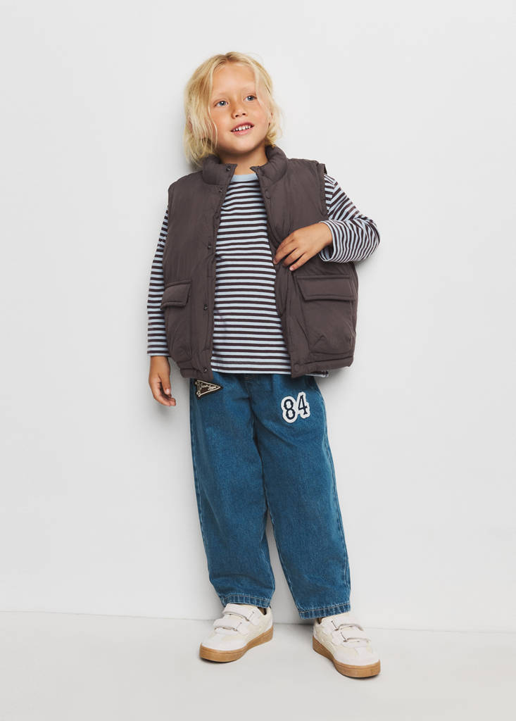 Quilted gilet with pockets — Brown