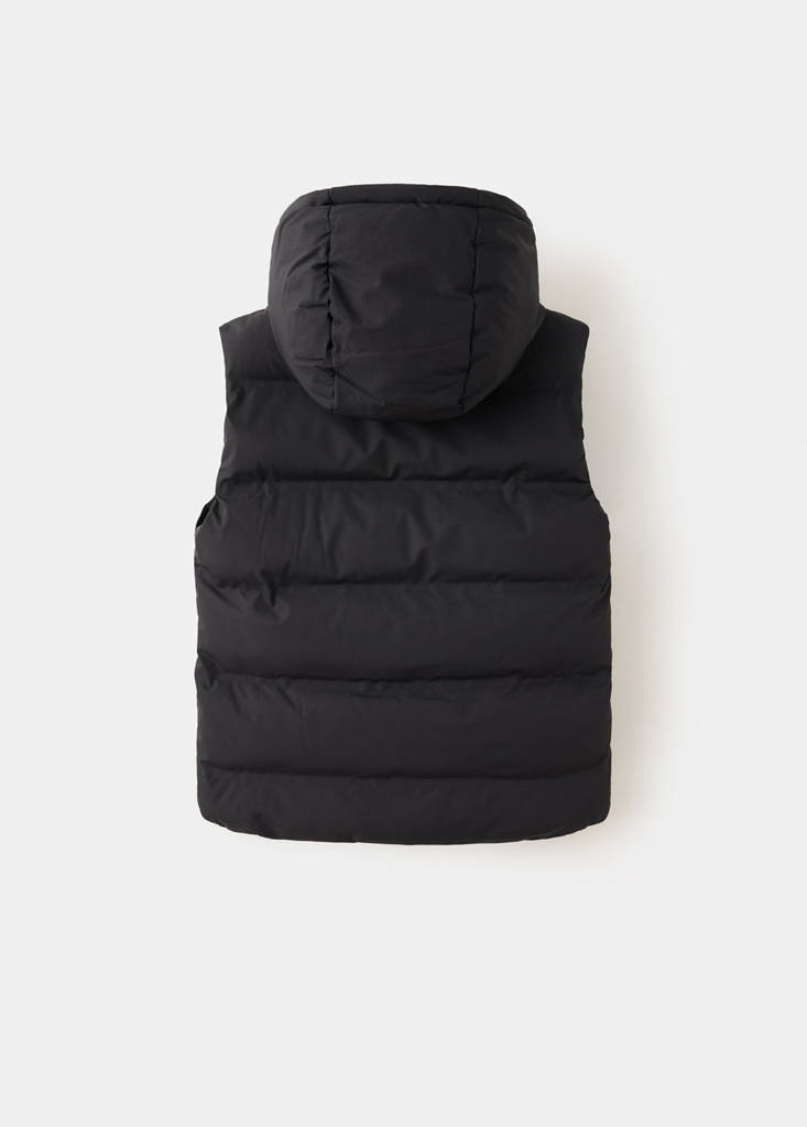 Quilted gilet with hood — Black