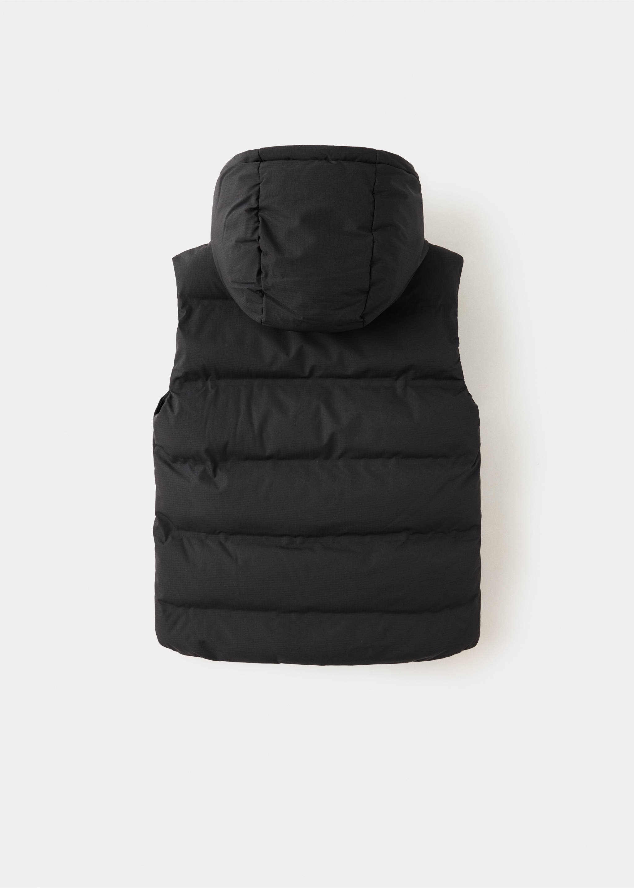 Quilted gilet with hood - Reverse of the article, Black. Ref: 37045151-00.