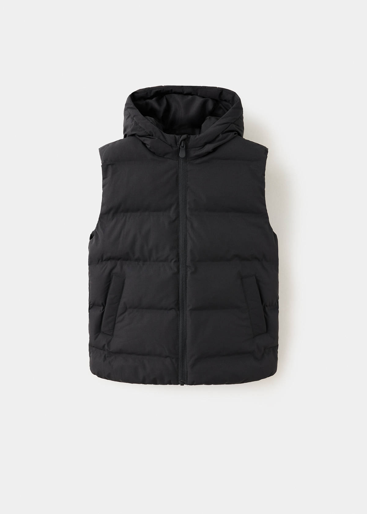 Quilted gilet with hood — Black