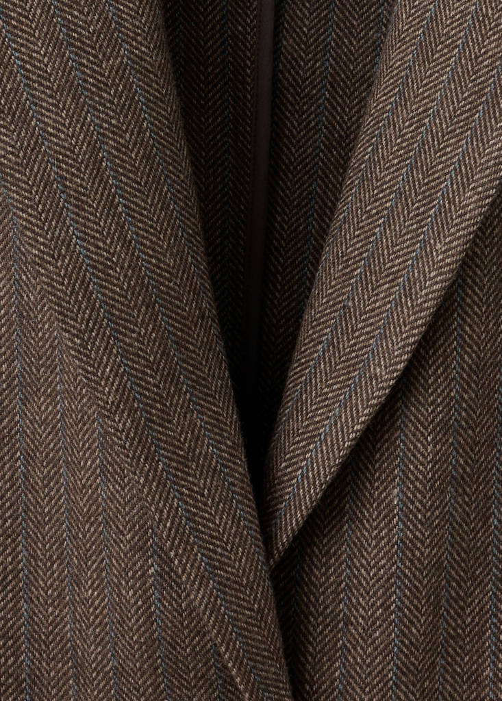 Herringbone wool blend blazer — Sand