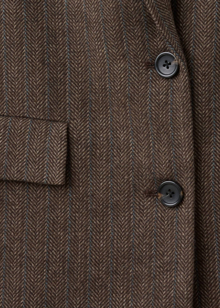 Herringbone wool blend blazer — Sand