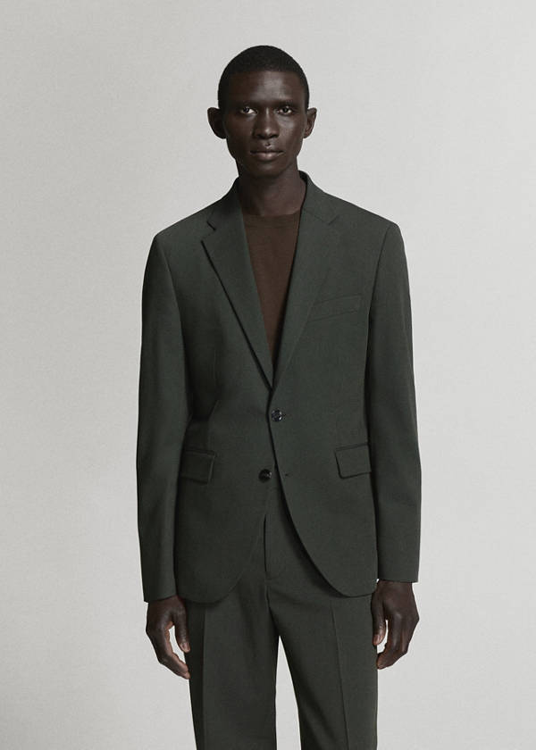 Milan slim-fit suit jacket — Khaki
