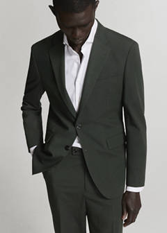 Milan slim-fit suit jacket — Khaki 15