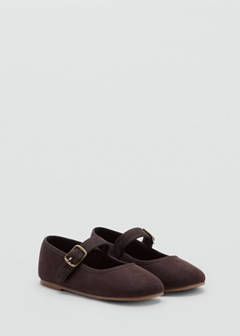 Suede-effect ballerina with buckle — Chocolate 2