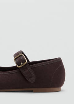 Suede-effect ballerina with buckle — Chocolate 3