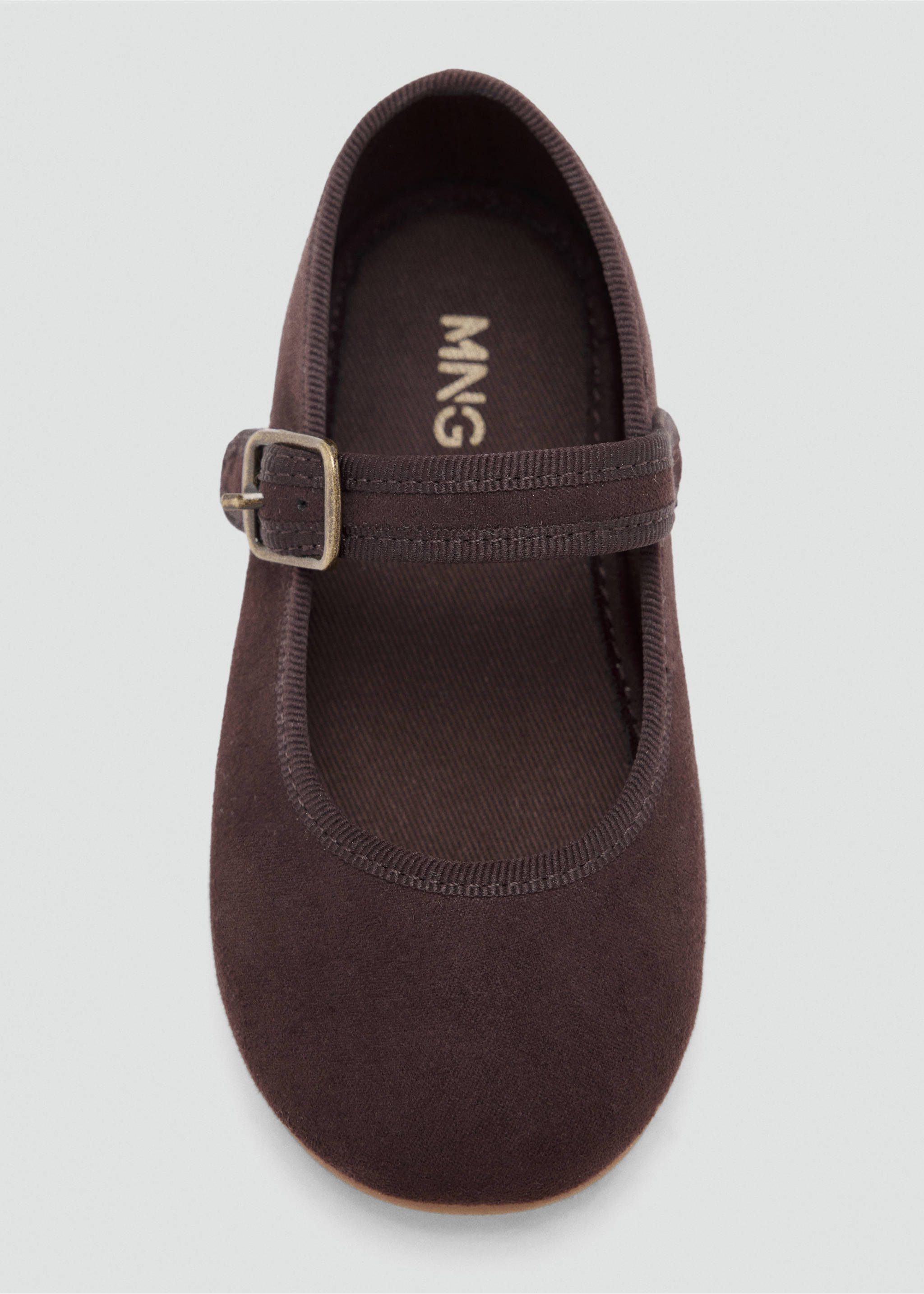 Ballet flat with buckle, suede effect - Details of the article 2, Chocolate. Ref: 37045156-00.