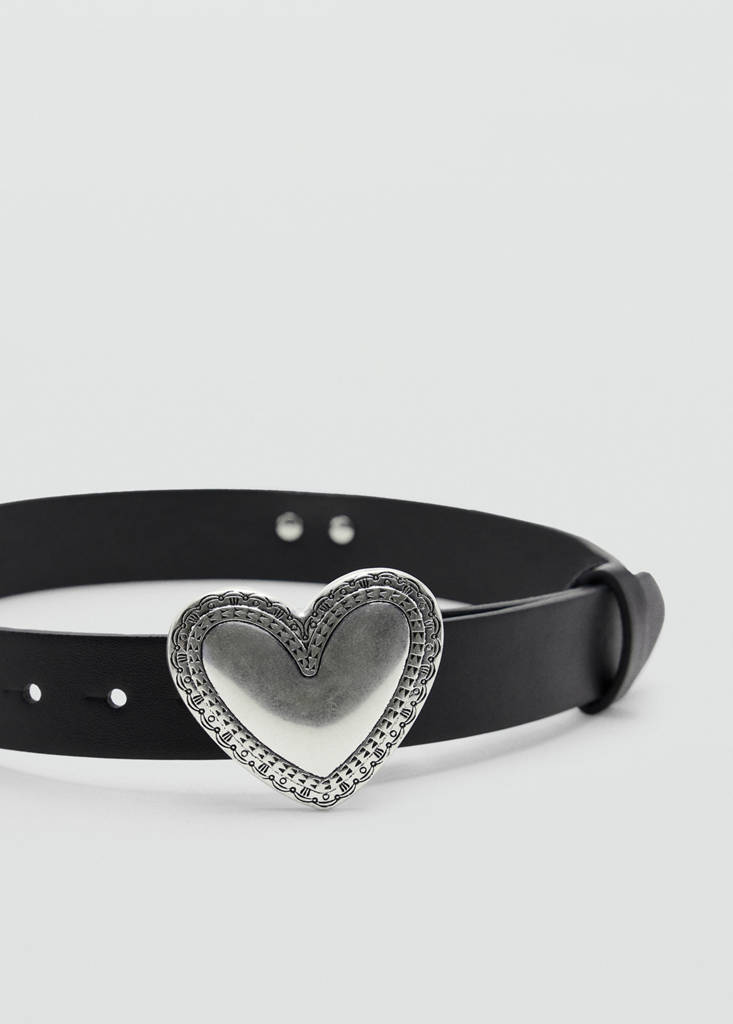 Heart buckle belt — Black